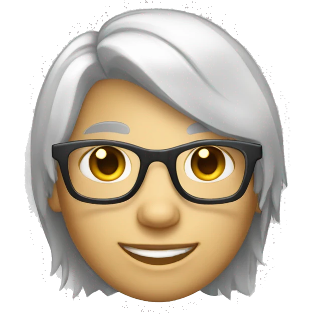 blanc cheuveux gris a lunette emoji