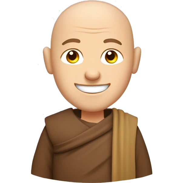 Happy white middle age male human monk with buzz cut  emoji