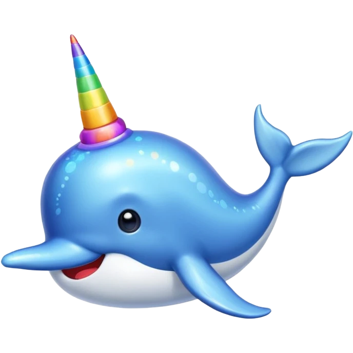 blue narwal with rianbow horn emoji