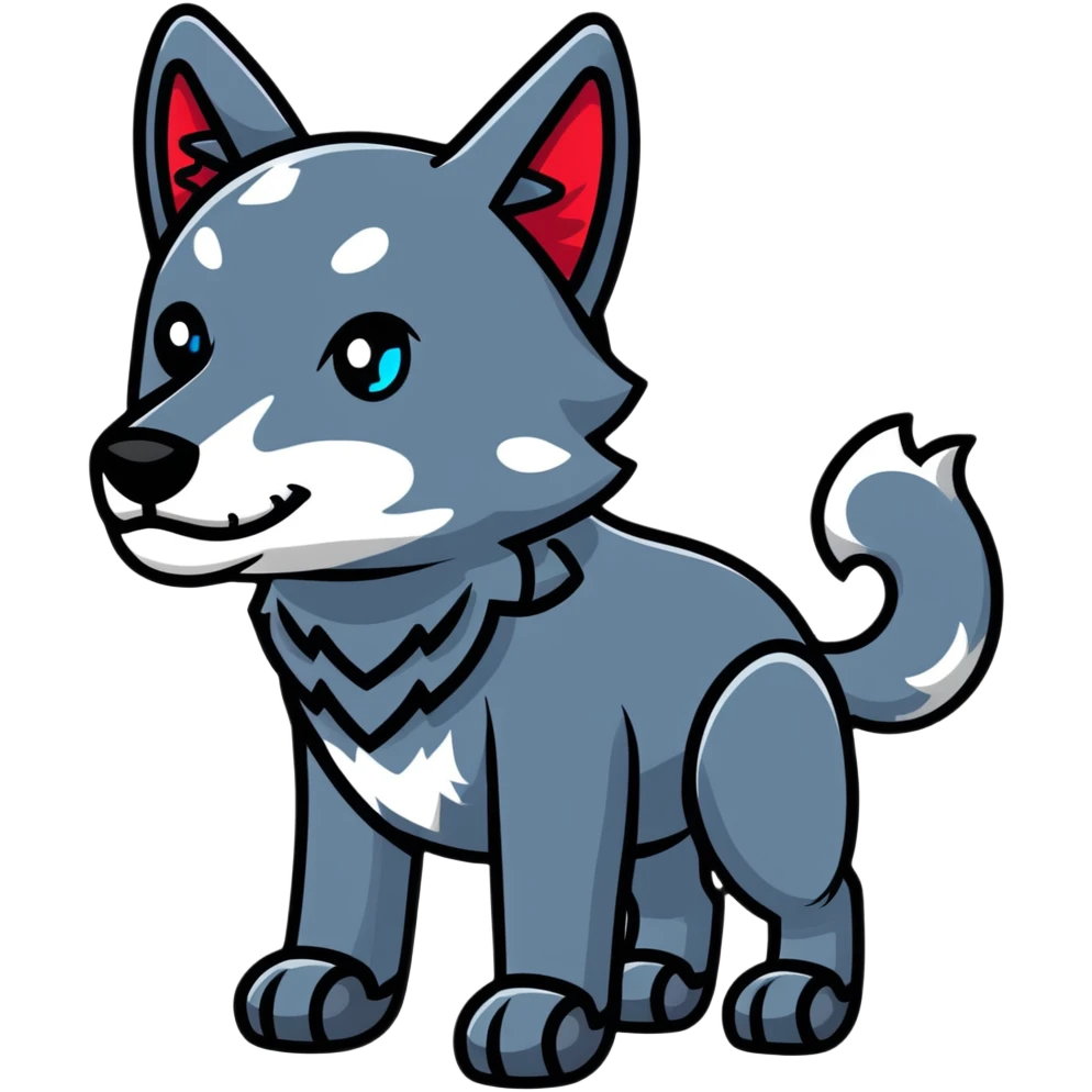 robotic wolf with digital eyes and circuit patterns emoji