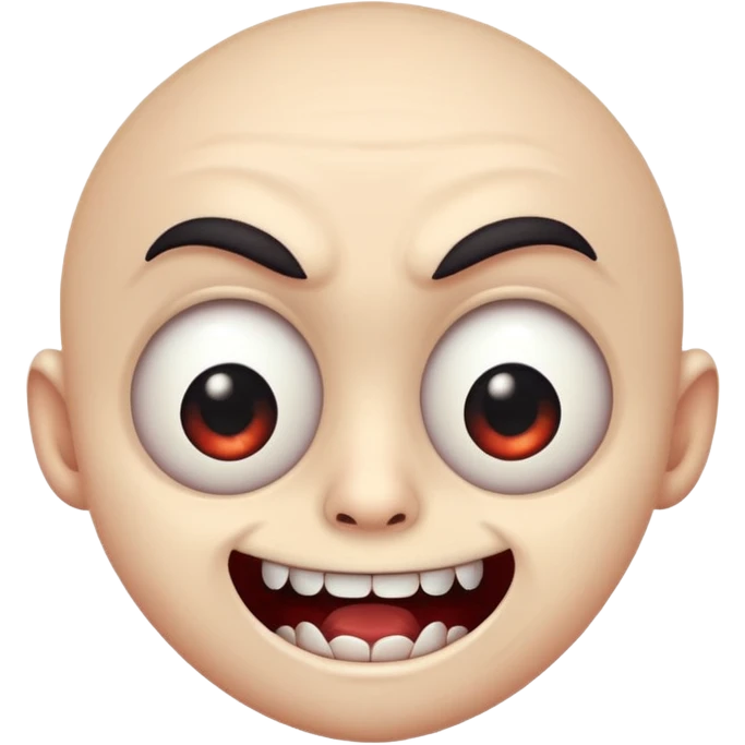 scary cute man emoji, big eyes, fangs, playful expression emoji