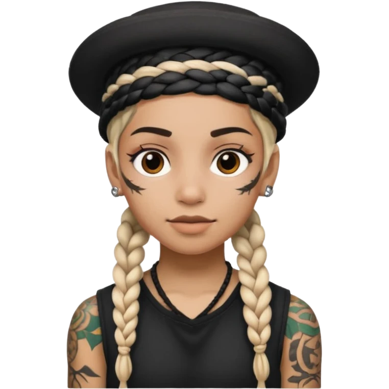 braided and tattoedbraided with lots lots lots of face tattooes and a hat emoji