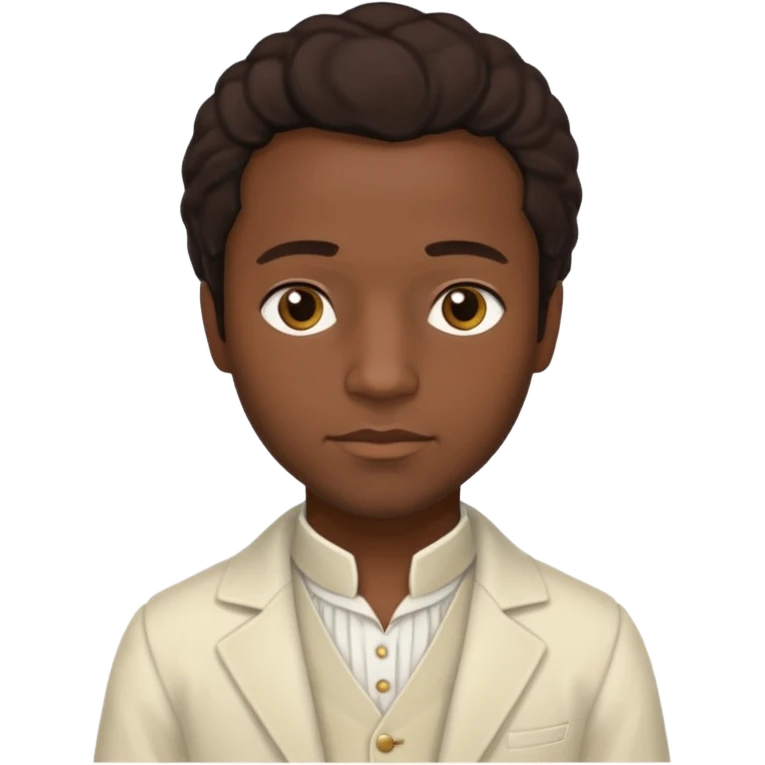 Solomon Northup from 12 Years of Slave with dark brown hair, cream outfit emoji