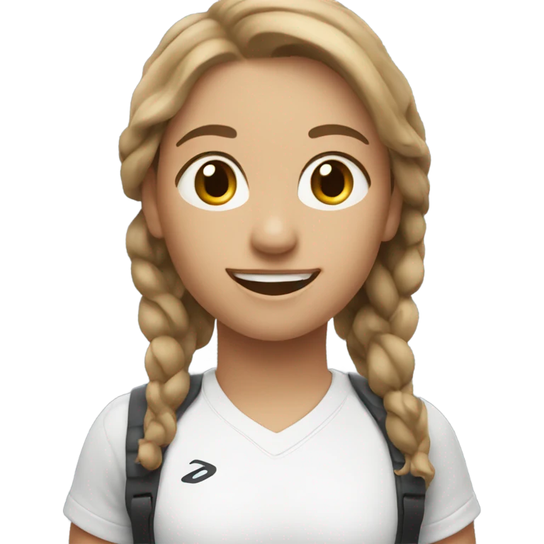smiling girl in sportswear with light brown hair emoji