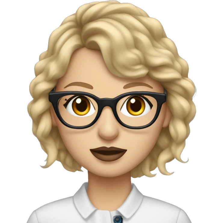 Taylor swift with blu eyes wearing glasses  emoji
