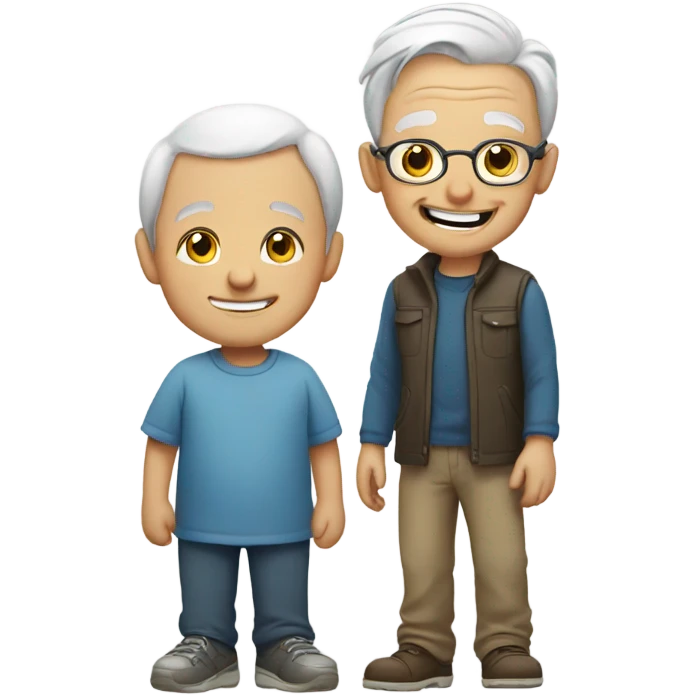 smiling boys with old man emoji