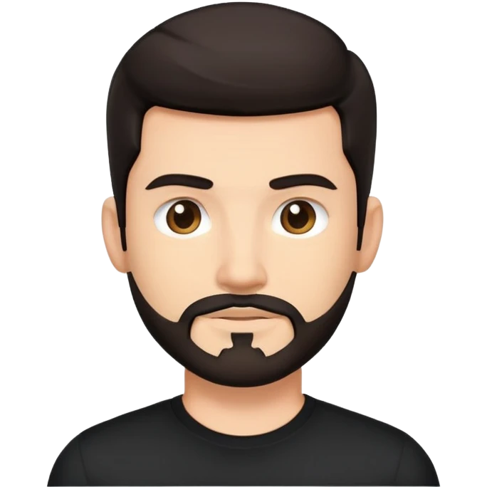 dark haired tech bro with black shirt and facial hair emoji