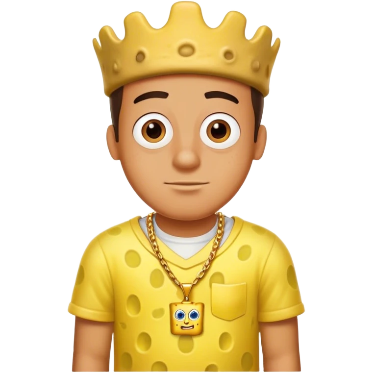 Gino wearing a SpongeBob shirt with a gold necklace emoji
