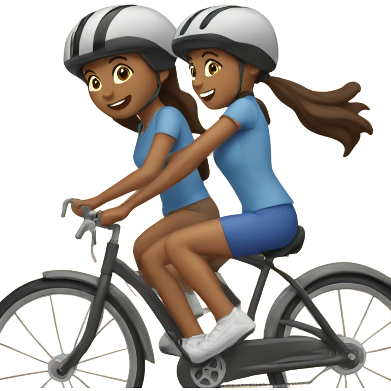 Brunette twins riding bikes emoji