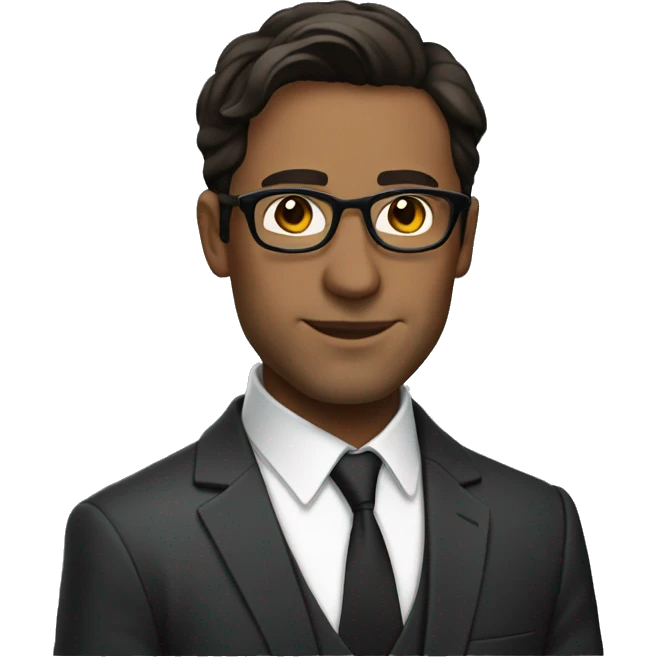 Sophisticated brunet with glasses wearing a suit emoji