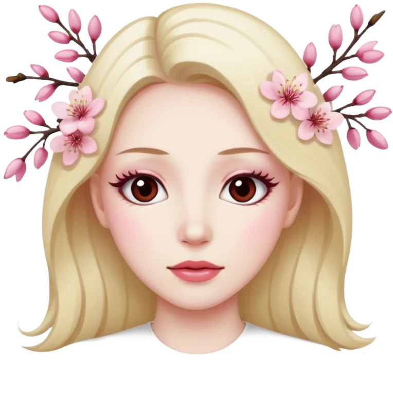 sapin, avec long cils, fleurs de cerisier en bas emoji