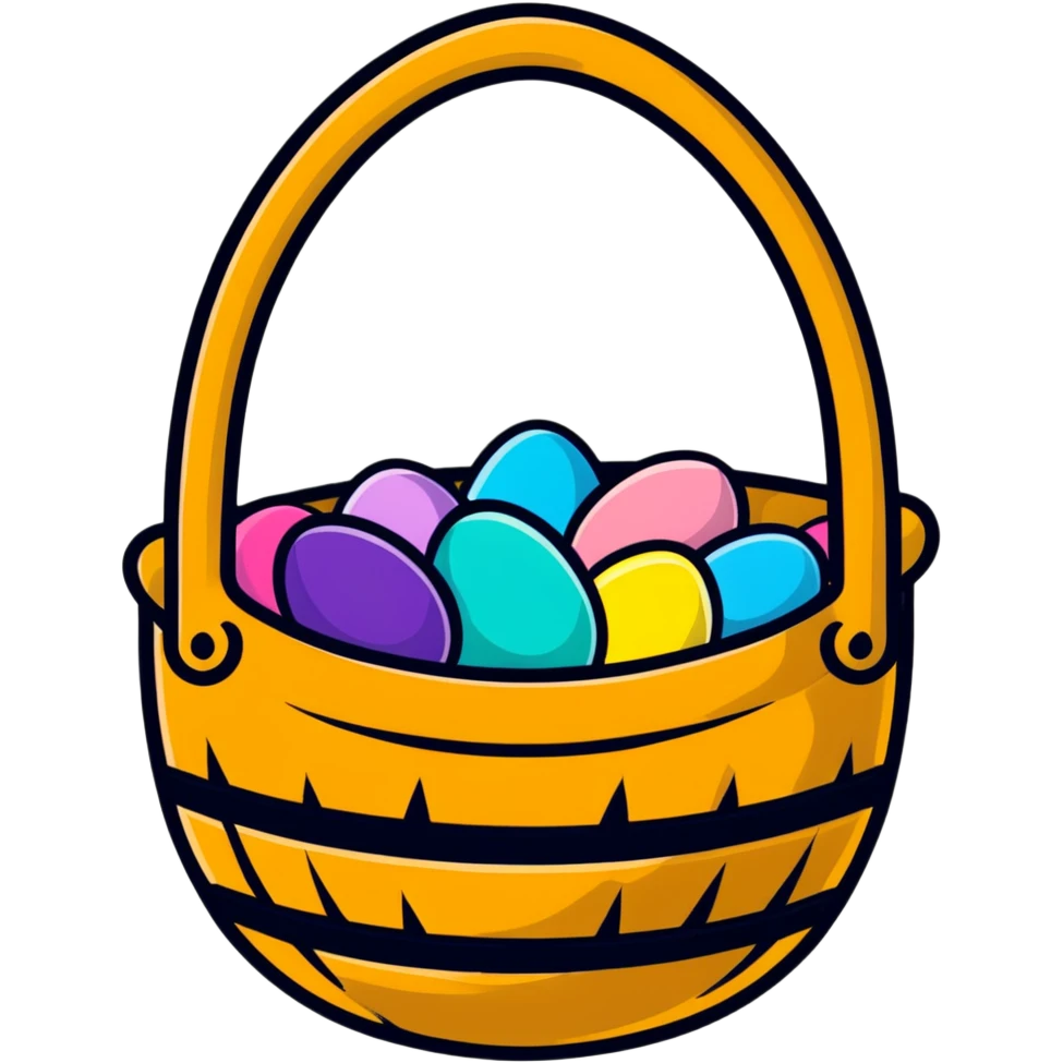 Easter basket filled with colorful eggs emoji