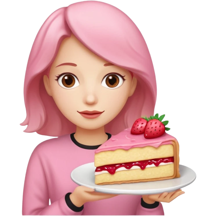 woman holding pink Crepe gooey strawberry SPAM  jam cake emoji