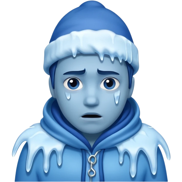 cold face, shivering, blue tint, icicles, expressive emoji