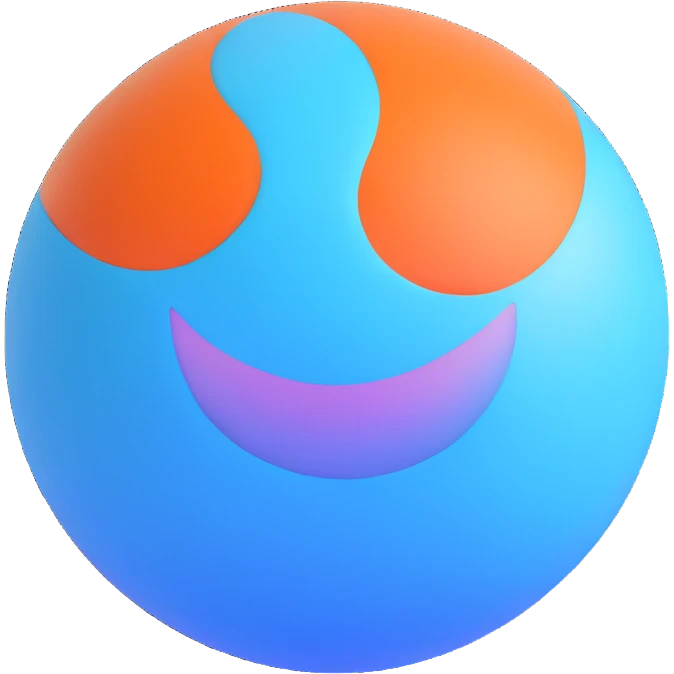 aura ball with a warm smile, gentle blue aura emoji