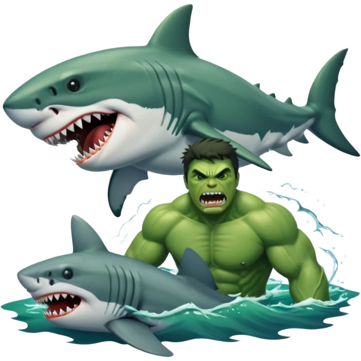 Hulk being eaten by a great white shark emoji