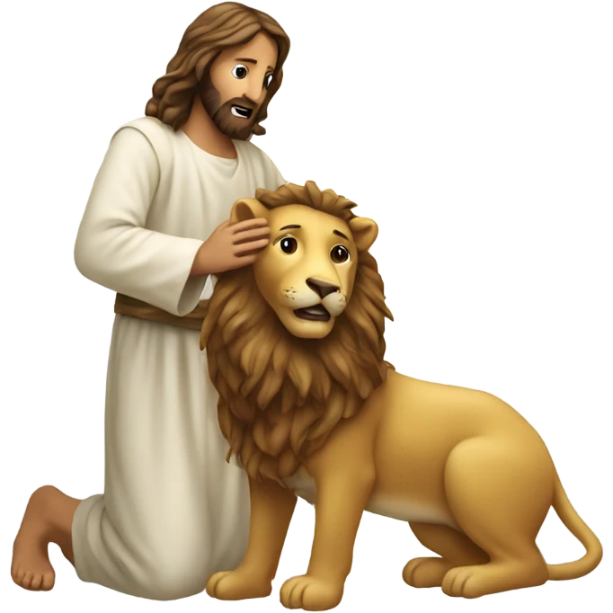 Jesus taming a christmas lion emoji