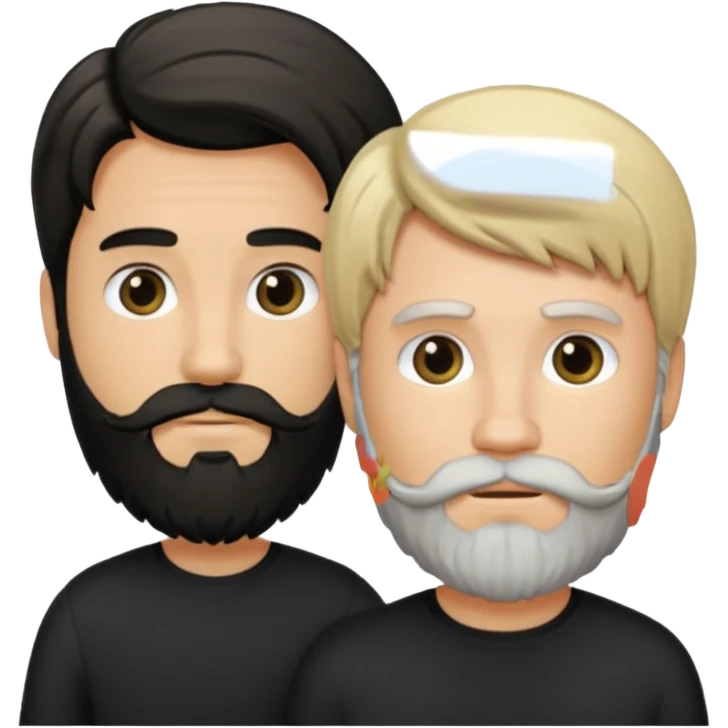Man with a beard and long hair black gathered with another short-haired blond man emoji
