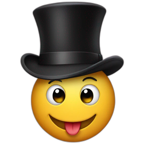 smiley emoji wearing a  bowler hat emoji