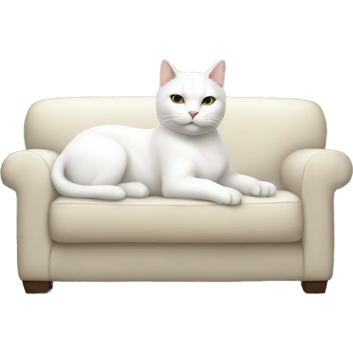 White cat relaxing on Sofa emoji