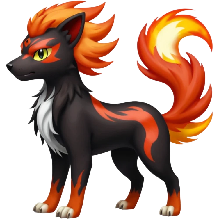 Darkrai-Growlithe-Houndoom-Meloetta-Fakémon-creature-hybrid-fusion, full body emoji