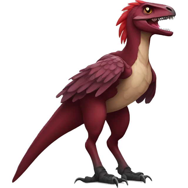 Cool Maroon raptor with red mane emoji