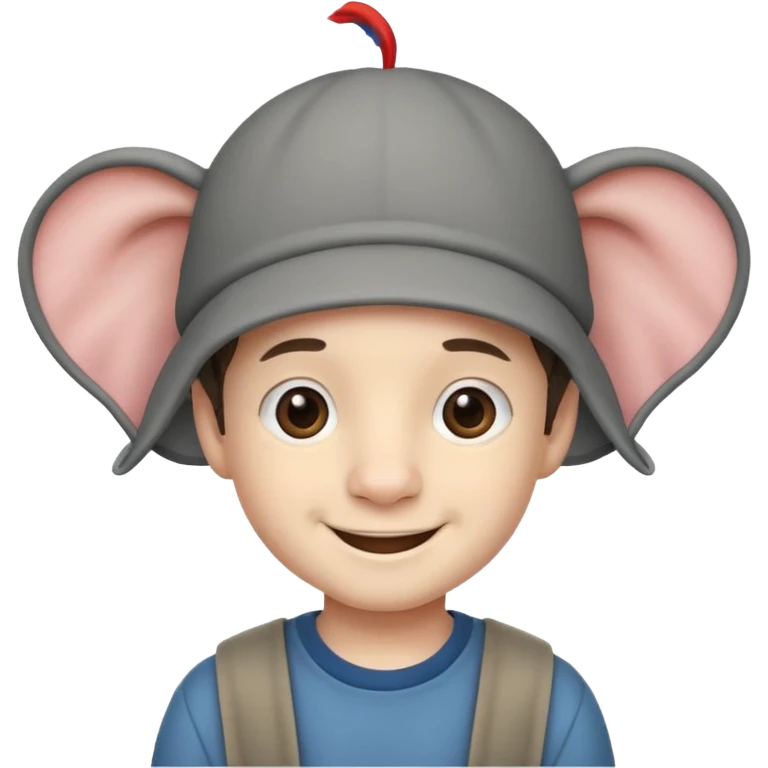 A boy that has a elephant hat emoji