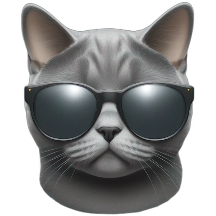 deep gray British Shorthair Cat with sunglasses use camera emoji