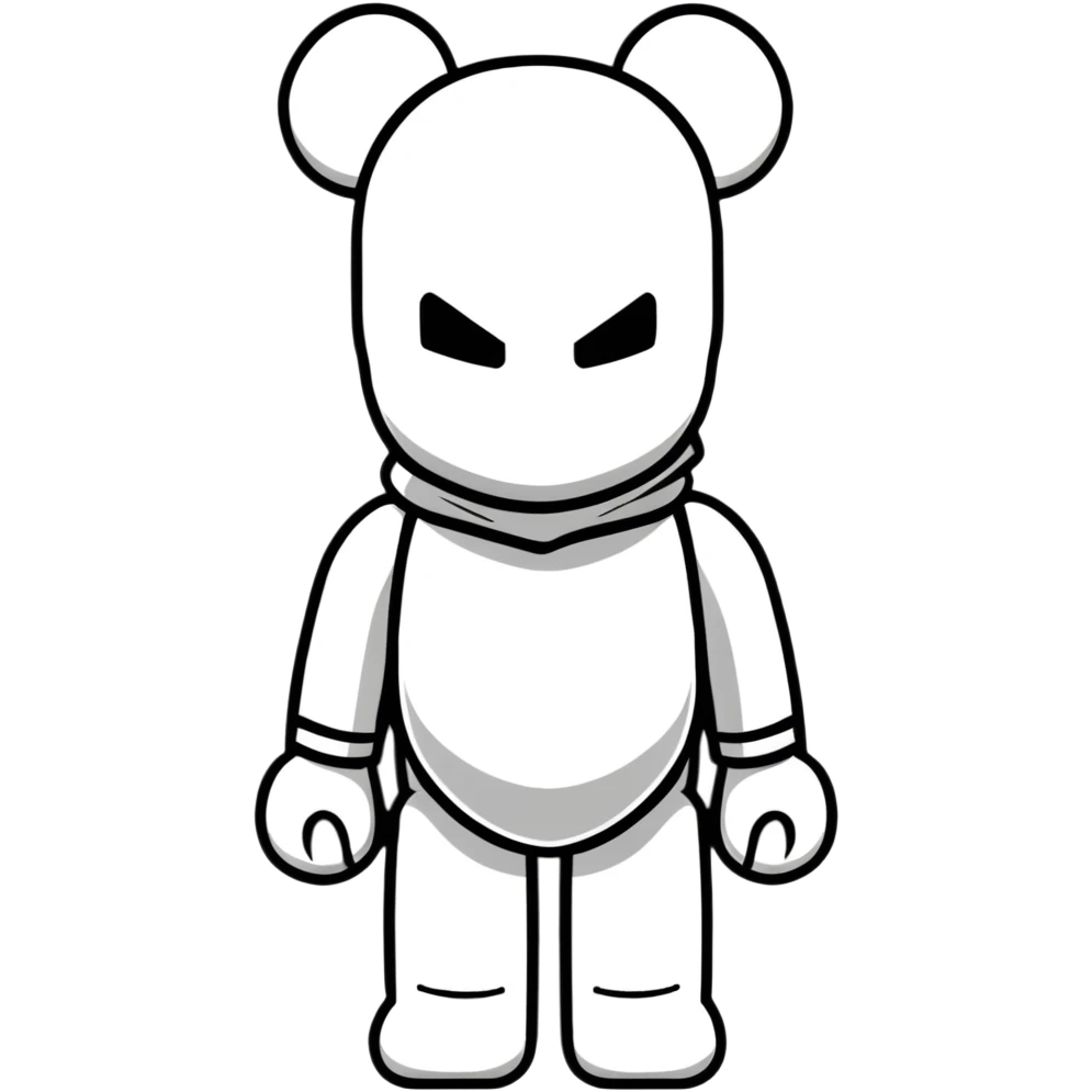 cute bearbrick collectible toy wearing a balaclava emoji