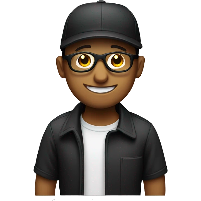 smily face man wear black cap and glasses emoji