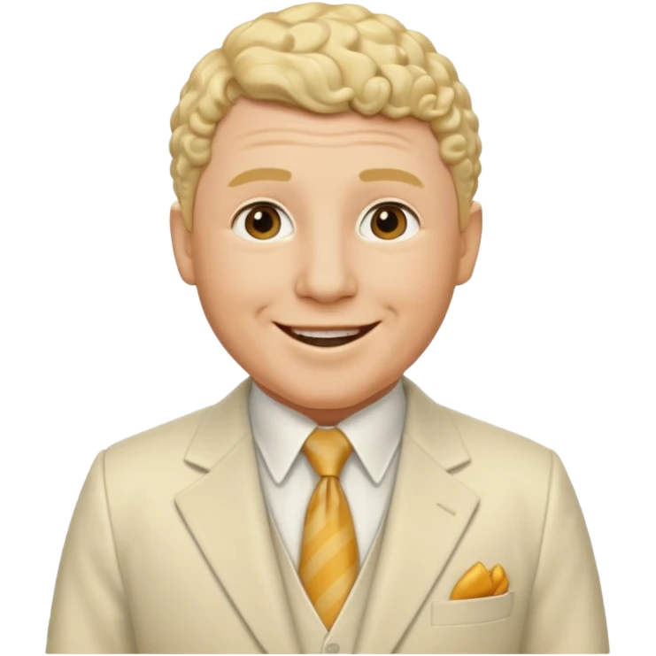 Curly Howard from the Three Stooges with blonde hair, ivory suit emoji