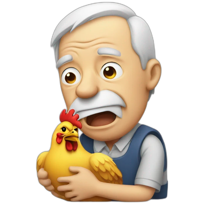 old man and chicken crying together emoji