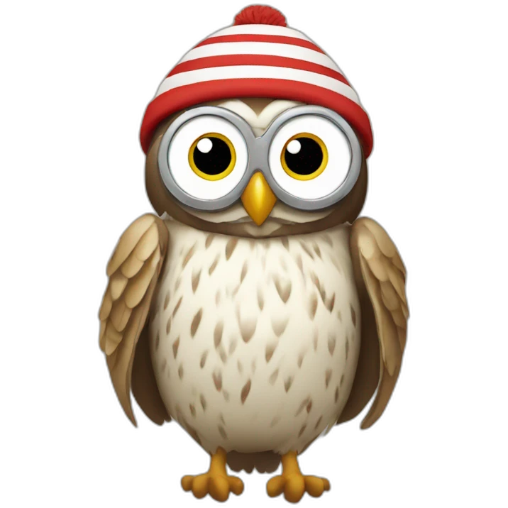 owl dressed as Where is Wally emoji