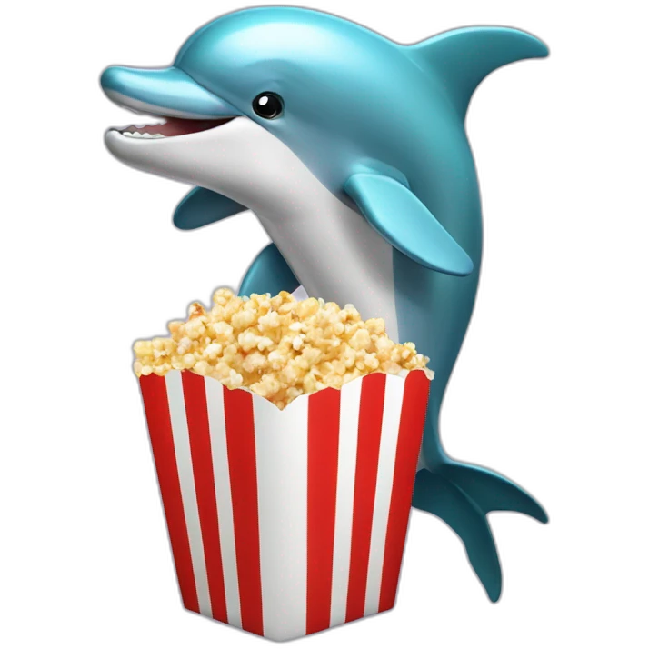 dolphin-eating-popcorn-box emoji
