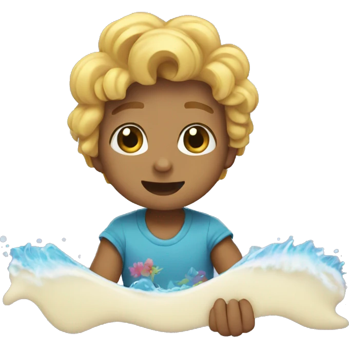 Cute wave emoji