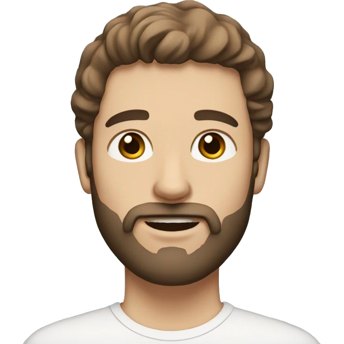 A white man with brown eyes, brown hair, and a beard with white cat  emoji