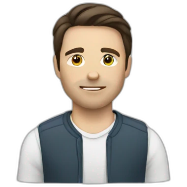 white male with medium long dark brown hair emoji