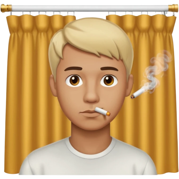 Man with blonde-brown curtain haircut with a strong jawline and brown lit cigarette hanging out his mouth emoji