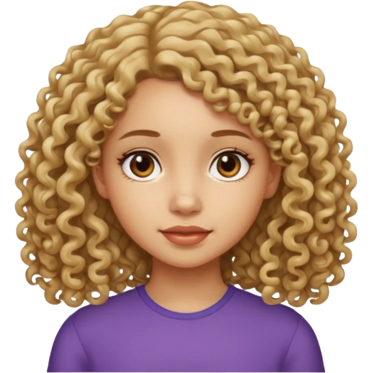 A girl with medium-length, curly hair without volume.  emoji