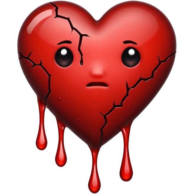 BROKEN BLACK HEART, LITTLE DARK RED BLOOD, DRIPS FROM THE BROKEN CRACK. emoji