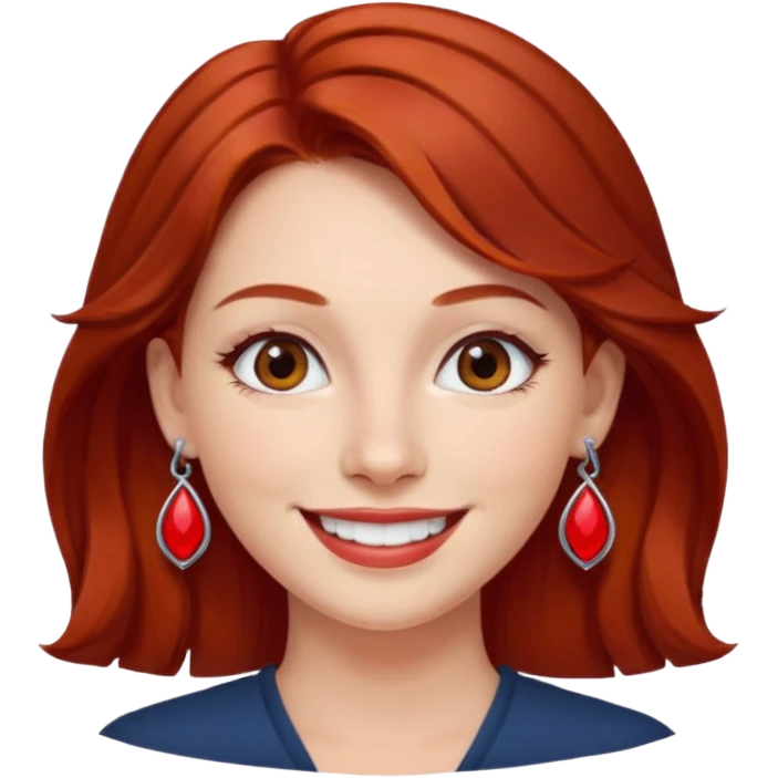 kadın, kumral saçlı kırmızı küpeli  emoji