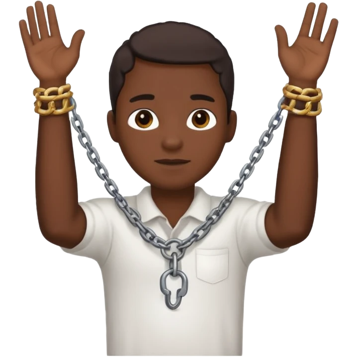 Black person picking cotton with chains around his hand and neck  emoji