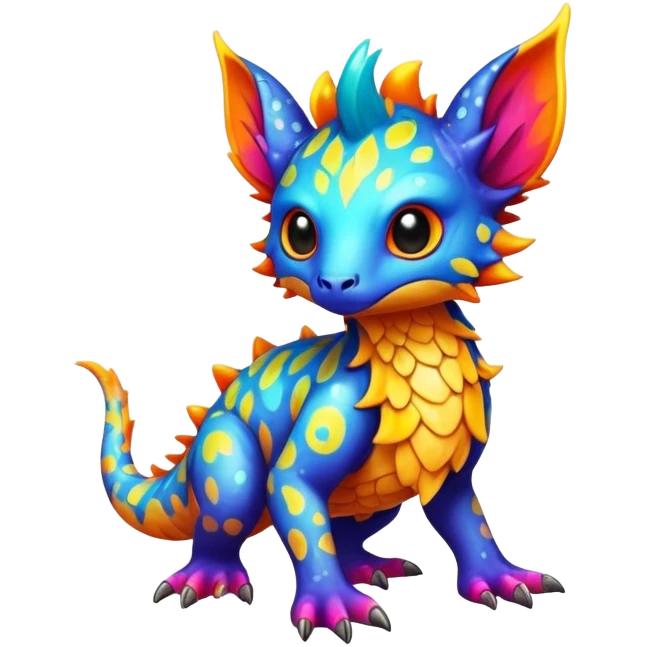 a colorful edgy cute vernid-fionbri-creature with splash patterns full body  emoji