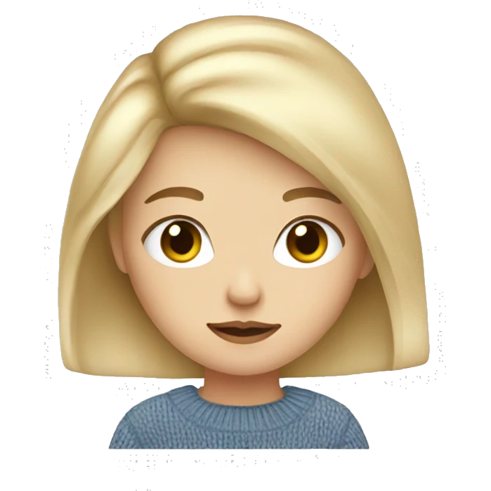 blonde hair blue eyed girl in sweater emoji