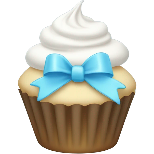 White cupcake with light blue bow emoji