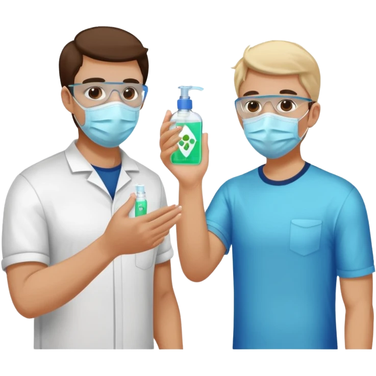 Give me emojis that represent corona-time safety rules such as: keep your distance, wear a mask, wash hands, avoid crowds, sanitize regularly, stay home, and no handshakes. Use only relevant emojis. emoji