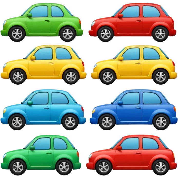 group of cars, round emoji shape emoji