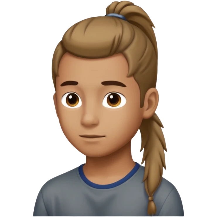 boy with ponytail, 3/4 view emoji