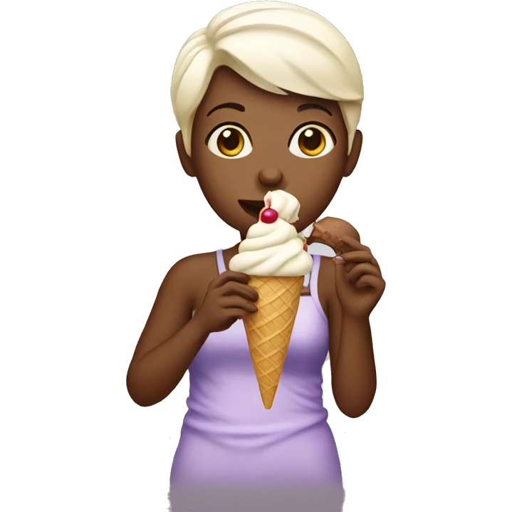 chic eating ice cream emoji