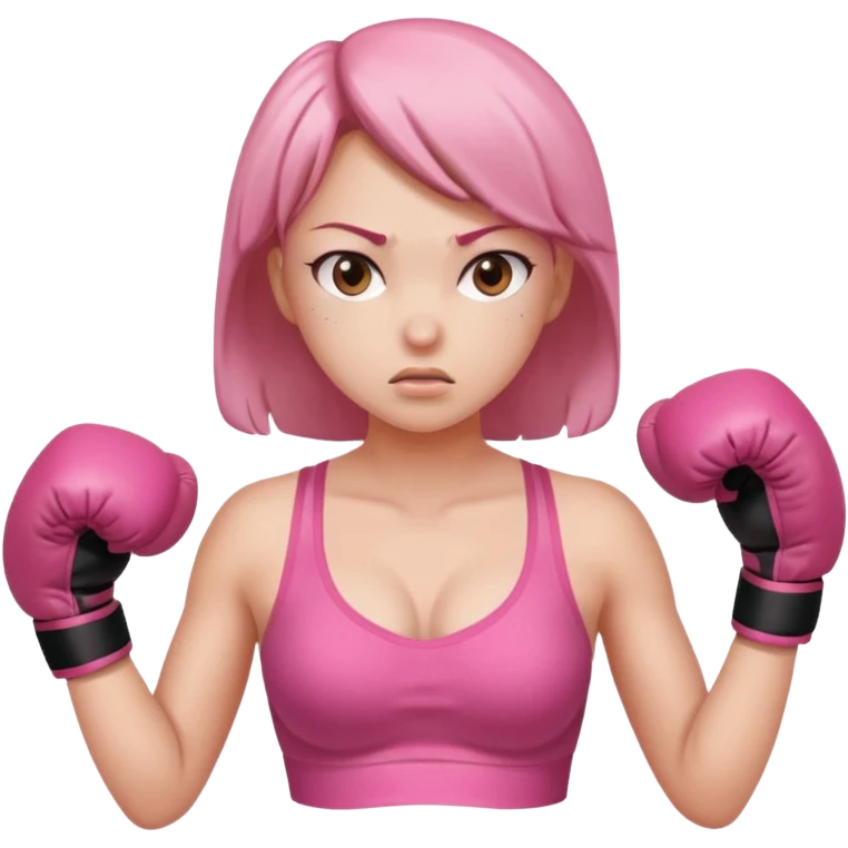 Girl boxing wear pink bra emoji